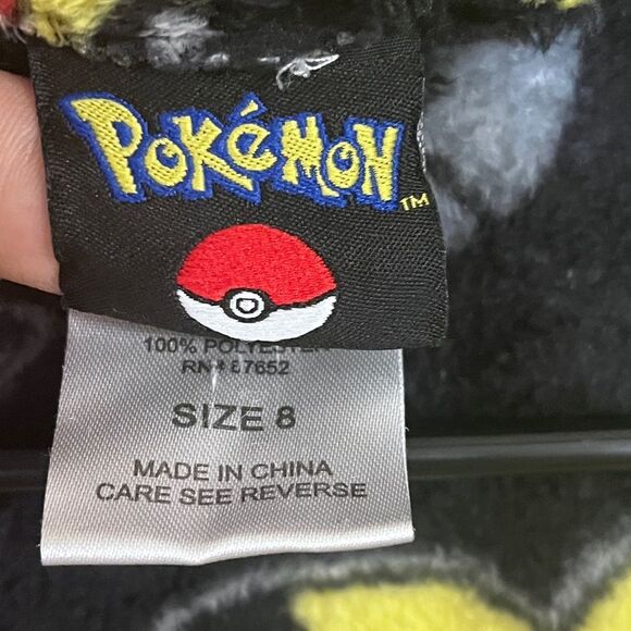 Pokemon Pikachu Kids Black Plush Tie Front Robe Sz 8 - Picture 6 of 6